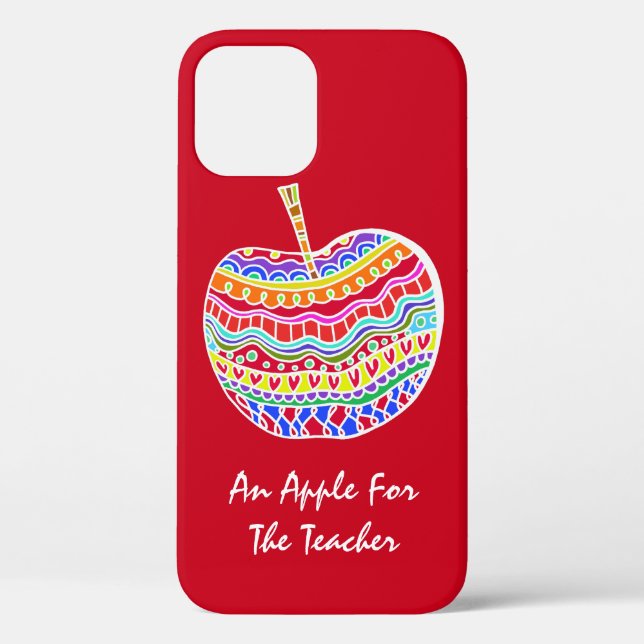 Red Folk Art Apple Lehrer Case-Mate iPhone Hülle (Rückseite)