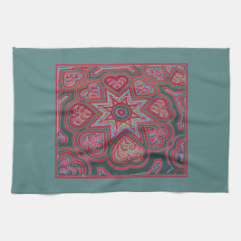 Red Folk Art Hearts Küchentuch