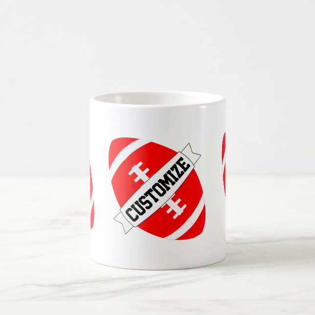 Red Football Coach oder Fan Custom Team Name Tasse (Mittel)