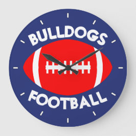Red Football Custom Team Name/Text und Color Clock Große Wanduhr