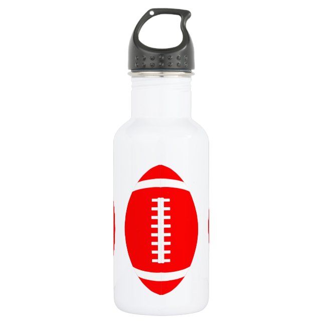 Red Football Flasche für Fußballspieler oder Fans Edelstahlflasche (Vorderseite)
