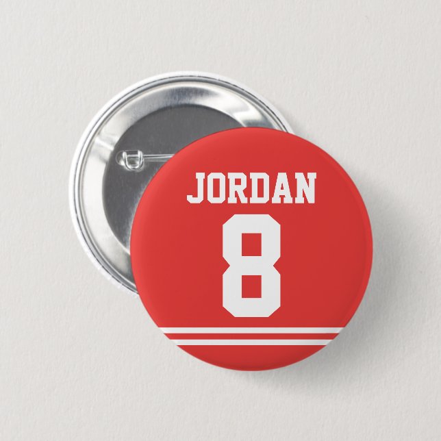 Red Football Jersey mit Individuelle Name und Anza Button (Vorne & Hinten)