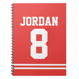 Red Football Jersey mit Individuelle Name und Anza Notizblock