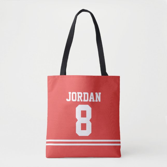 Red Football Jersey mit Individuelle Name und Anza Tasche (Vorderseite)