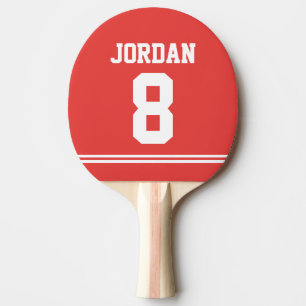 Red Football Jersey mit Individuelle Name und Anza Tischtennis Schläger