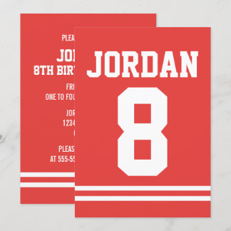 Red Football Jersey - Sportthema Geburtstagsparty Einladung