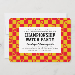 Red Football Karo Championship Game Watch Party Einladung