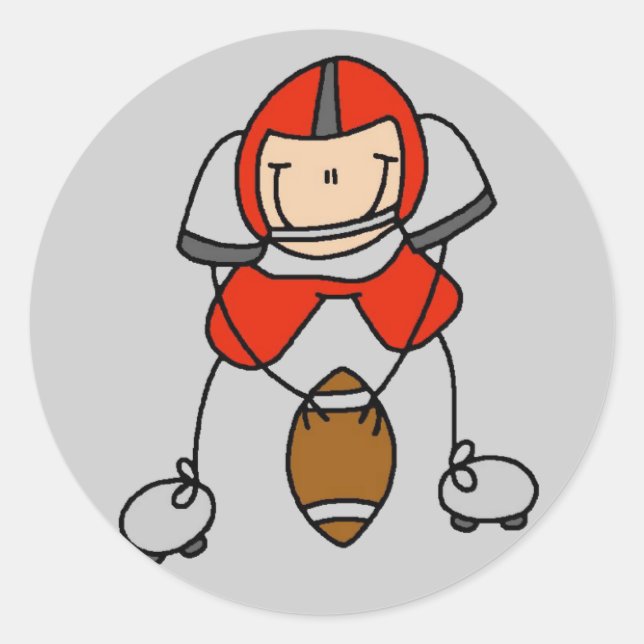 Red Football Player Tshirts und Geschenke Runder Aufkleber (Vorderseite)