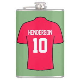 Red Football Shirt mit Name und Nummer Flachmann