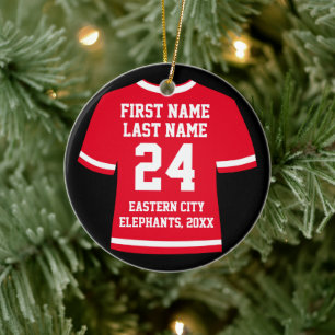 Red Football Soccer Hockey Sports Jersey Keramik Ornament