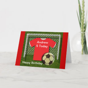 Red Football Soccer Thema Geburtstagskarten Karte