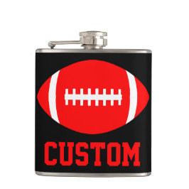 Red Football Team Custom Fächer Farbe und Teamname Flachmann