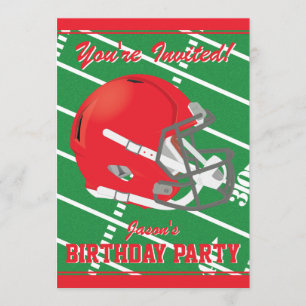 Red Football Themed Party Einladung - Editable