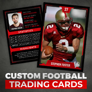 Red Football Trading Card Football Foto Telefonnummerkarte
