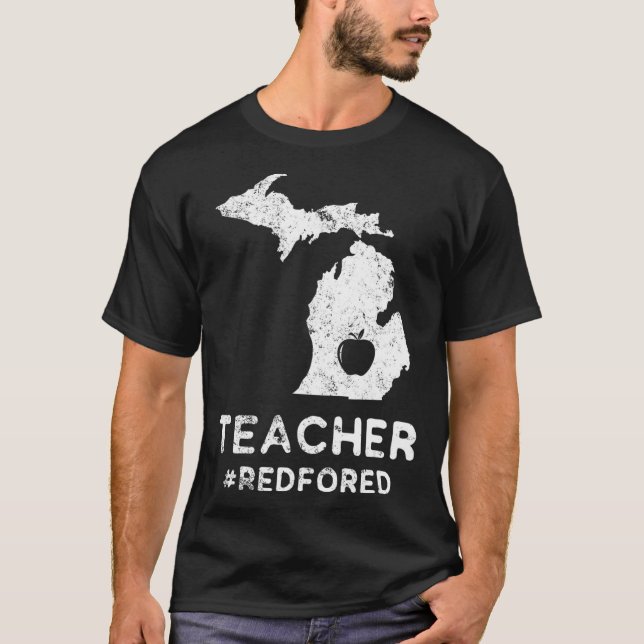 Red for Ed Michigan Teacher Public Bildung  T-Shirt (Vorderseite)