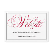 Red Formal Script Wedding Website Card