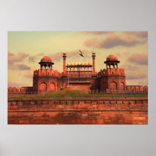 Red Fort in Delhi, Indien während eines schönen So Poster