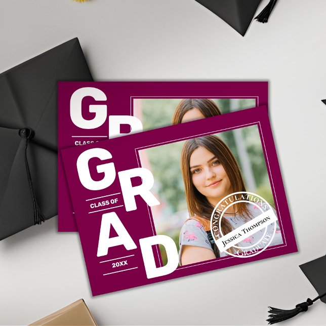 Red Foto Class of 2025 Abschluss Ankündigung (Red Photo Class of 2025 Graduation Announcement)