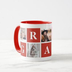 Red Foto Collage Personalisierte Fehler für Oma Tasse