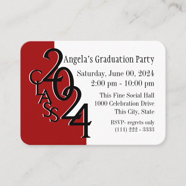 Red Foto Insert Card 2024 der Graduation Party (Vorderseite)