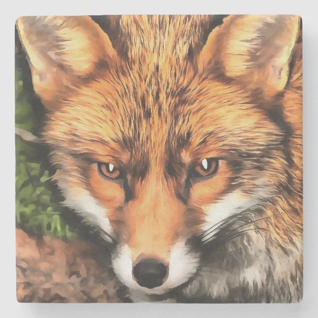 Red Fox Beautiful Wildlife Art Steinuntersetzer (Vorderseite)