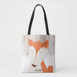 Red Fox Birch Tree Winter Woodland Tasche