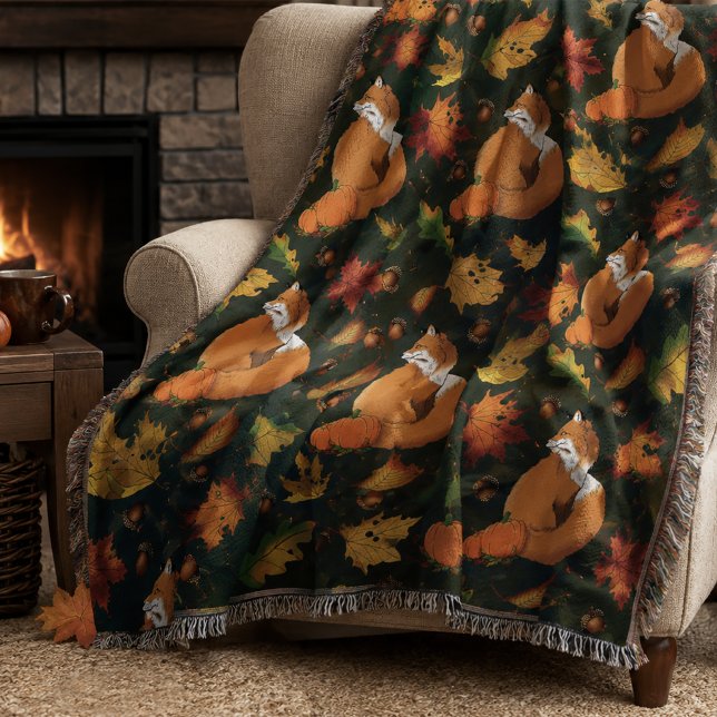 Red Fox Blätter Acorn Green Decke (Von Creator hochgeladen)