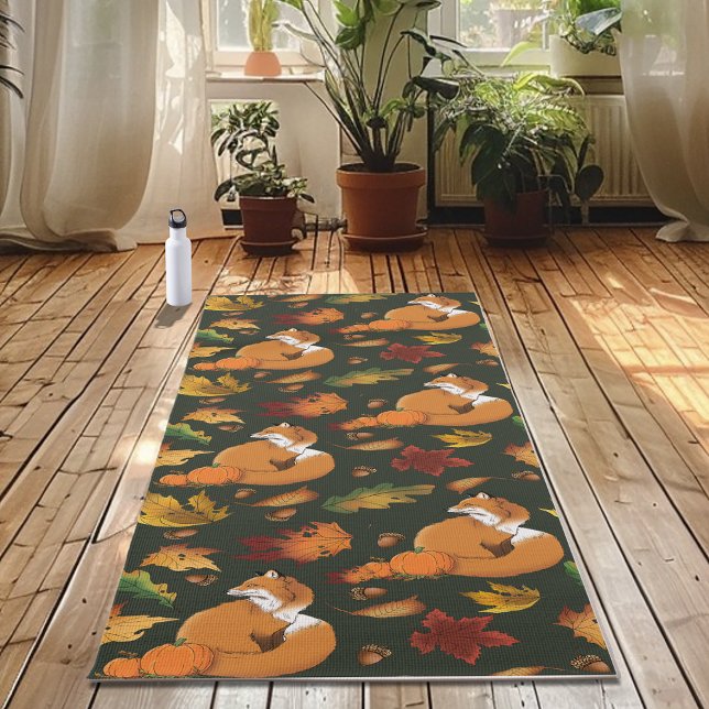 Red Fox Blätter Acorns Green Yogamatte (Von Creator hochgeladen)