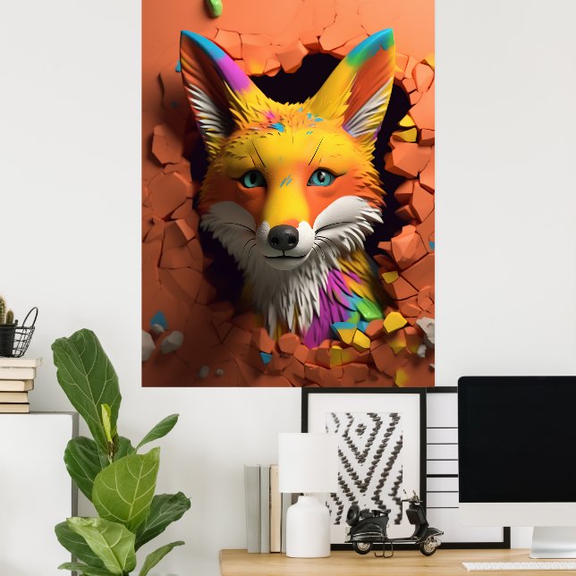 Red Fox Break Out Print Poster Artwork Mural (Heimbüro)