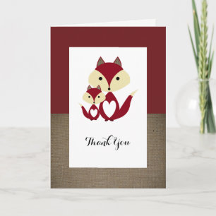 Red Fox Burlap Baby Dusche Vielen Dank Dankeskarte