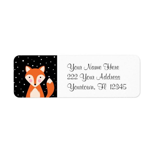 Red Fox Cartoon Design Niedlich Sweet Adress Label (Vorne)