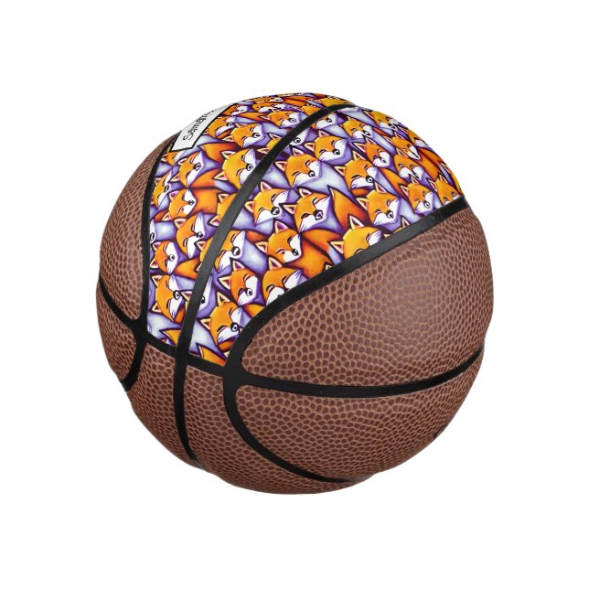 Red Fox Cartoon Doodle individuelle Name niedliche Mini Basketball (angewinkelt)