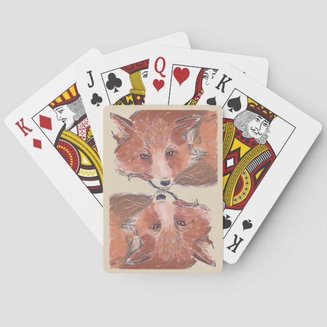 Red Fox Color Illustration Mirrored Spielkarten (Rückseite)
