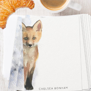 Red Fox Cub Watercolor Note Card Mitteilungskarte