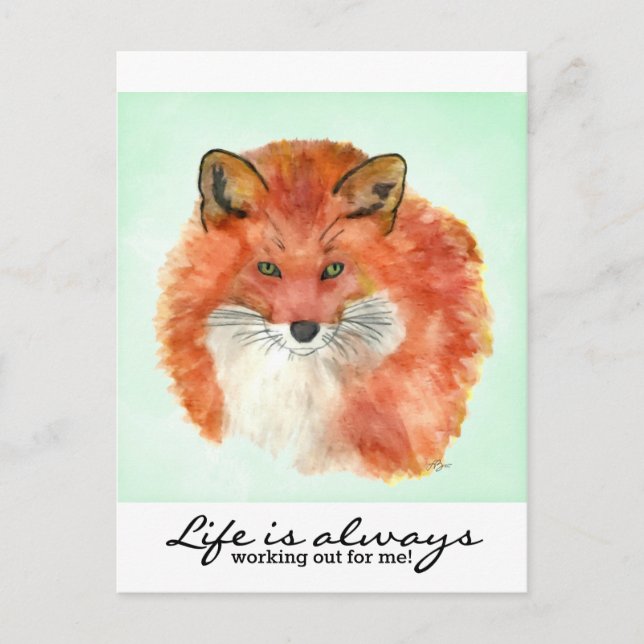 Red Fox - Das Leben arbeitet immer für mich! Postkarte (Vorderseite)