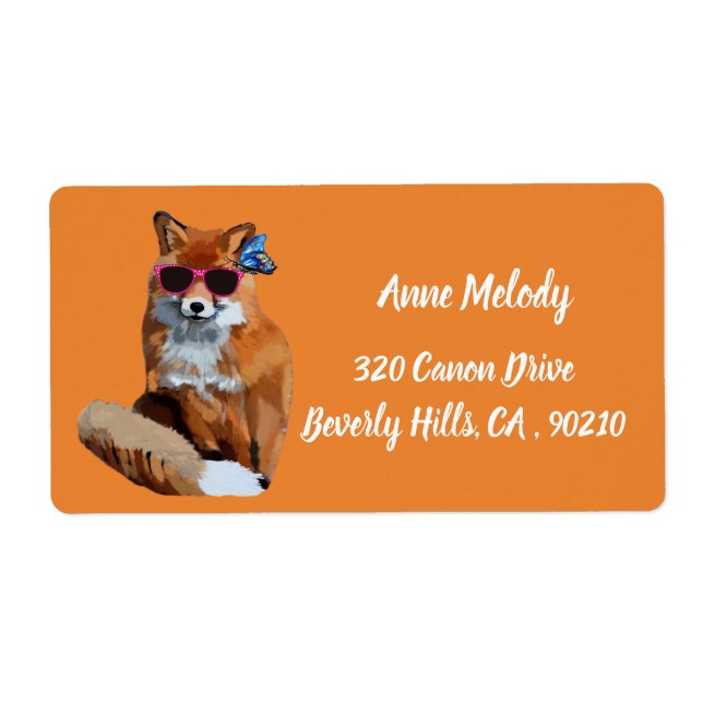 Red Fox, Extravagant Fox Art Return Address Label (Vorne)