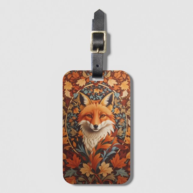 Red Fox Face saisonale Herbstlaub Gepäckanhänger (Vorderseite Vertikal)