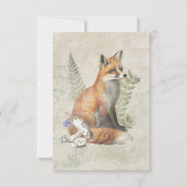 Red Fox Fern Pilz Wald Natur Mitteilungskarte (Vorderseite)