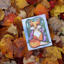 Red Fox Floral Nature Art Postkarte