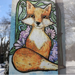 Red Fox Floral Nature Art Seidenpapier