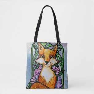 Red Fox Floral Nature Art Tasche