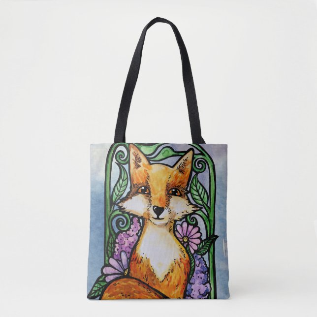 Red Fox Floral Nature Art Tasche (Vorderseite)