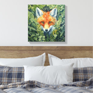 Red Fox Foliage Art Leinwanddruck
