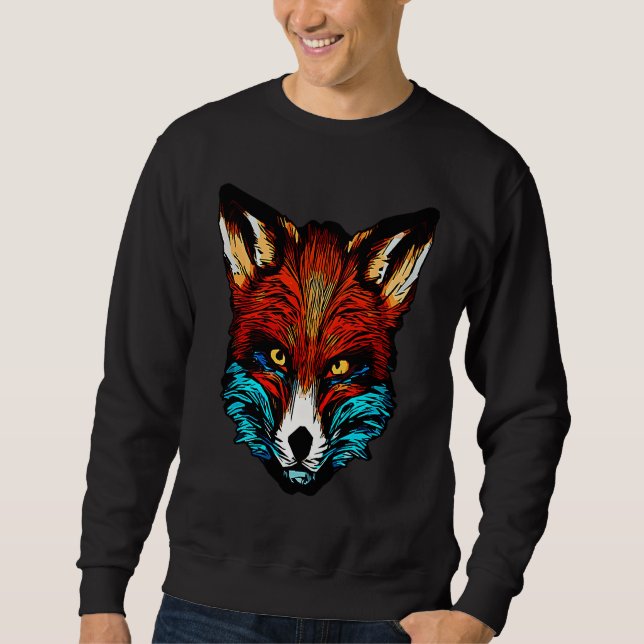 Red fox forest animal wild predator artwork sweatshirt (Vorderseite)