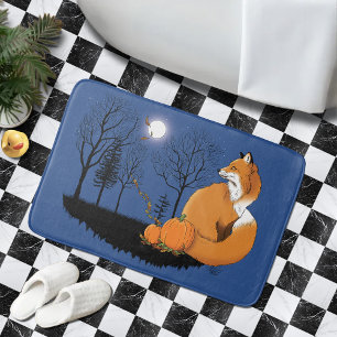 Red Fox Forest Pumpkins Badematte