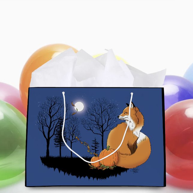 Red Fox Forest Pumpkins Große Geschenktüte (Von Creator hochgeladen)