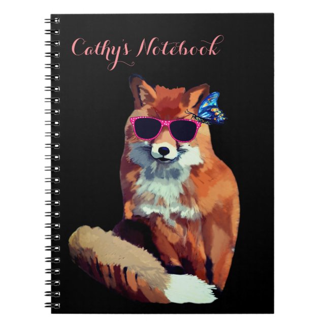 Red Fox Foto Notebook personalisierte Initialen Notizblock (Vorderseite)