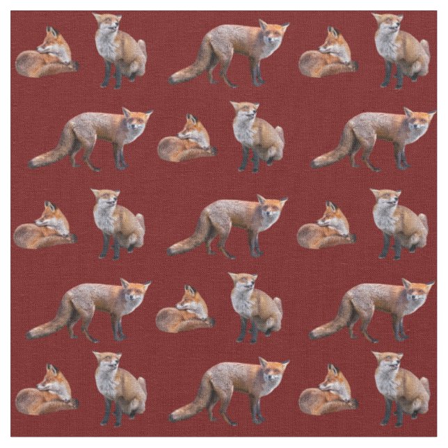 Red Fox Frenzy Fabric (Burgund) Stoff (Nahaufnahme)