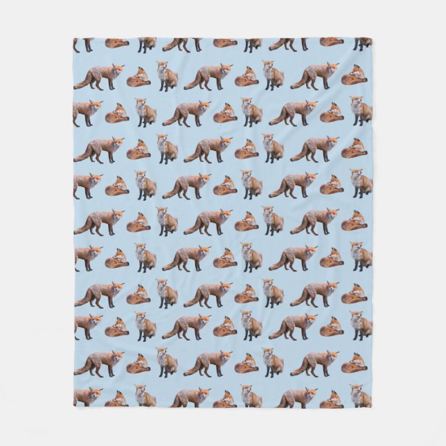 Red Fox Frenzy Fleece Blanket (Light Blue) (Vorderseite)