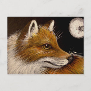 RED FOX - FULL MOON POSTCARD POSTKARTE